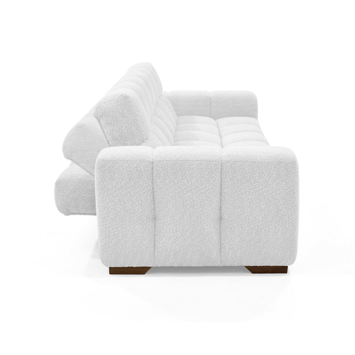 Sofá Cama Miami Blanco Shaggy y Matiz Caoba 228x78cm de Tres Puestos Reclinable con Apoya Brazos