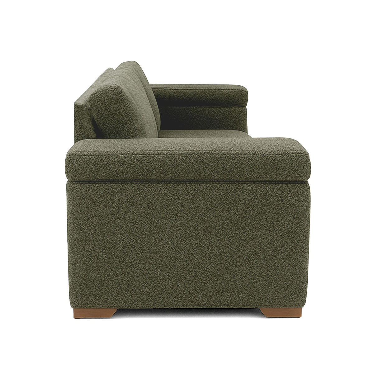 Sofá Montenegro Verde Shaggy y Matiz Caoba 207x82cm de Tres Puestos con Apoya Brazos