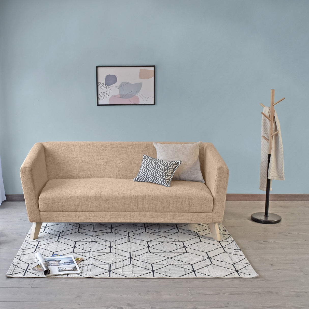 Sofá Montreal Beige Dicosta y Matiz Natural 170x68cm de Tres Puestos sin Apoya Brazos