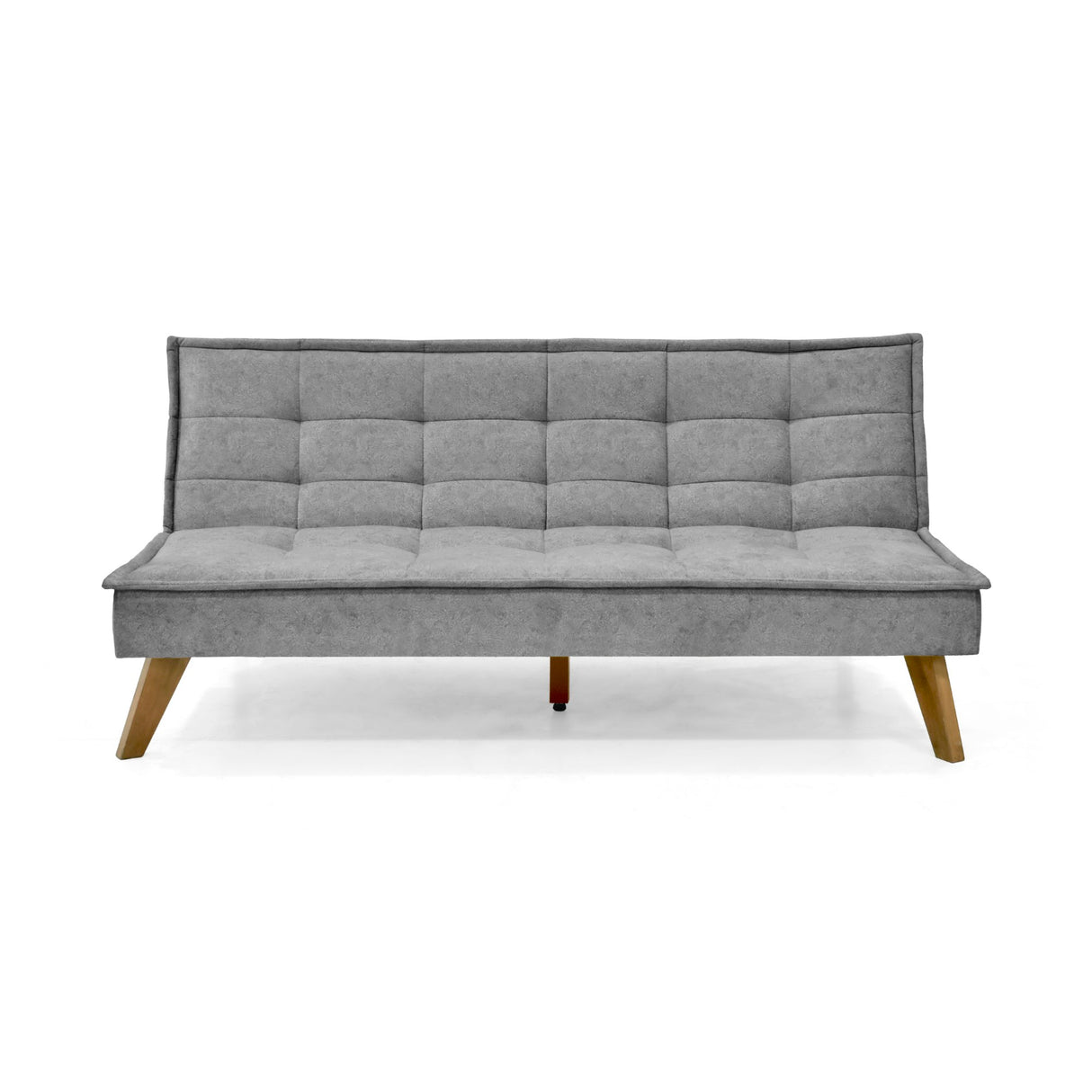 Sofá Cama Morrison Gris Sky y Matiz Caoba 174x80cm de Tres Puestos Reclinable sin Apoya Brazos