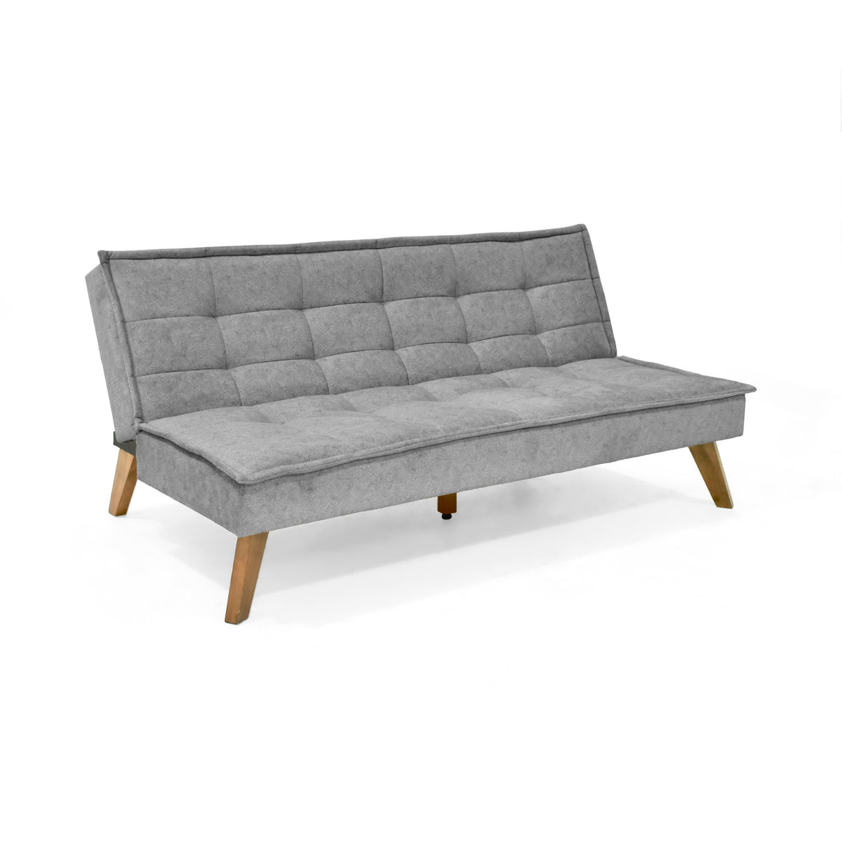 Sofá Cama Morrison Gris Sky y Matiz Caoba 174x80cm de Tres Puestos Reclinable sin Apoya Brazos