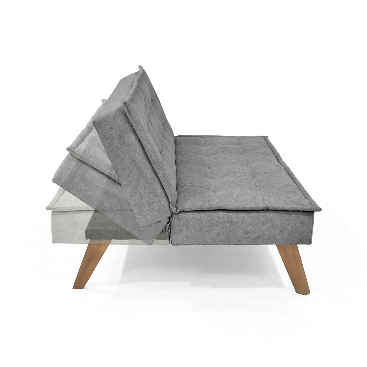 Sofá Cama Morrison Gris Sky y Matiz Caoba 174x80cm de Tres Puestos Reclinable sin Apoya Brazos