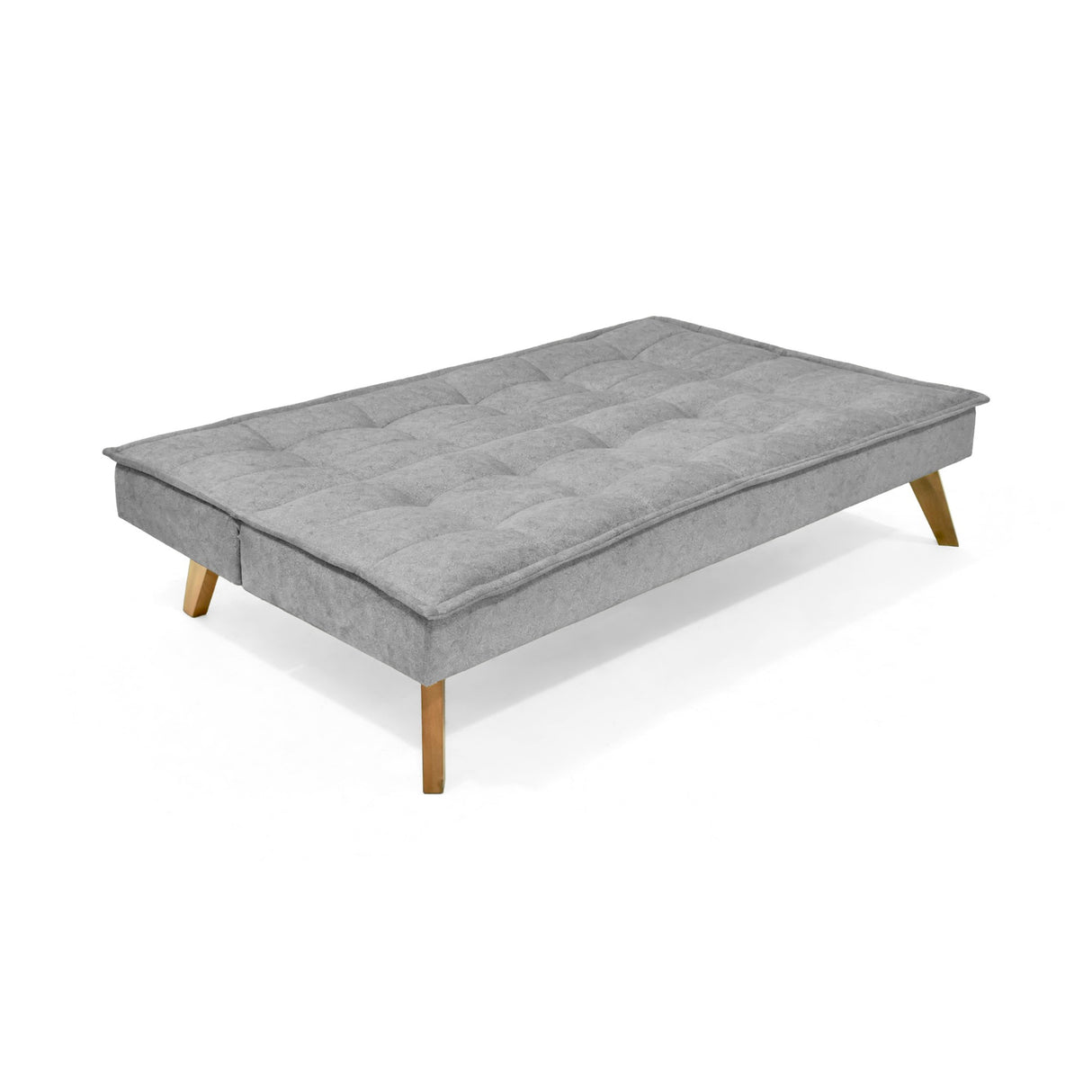 Sofá Cama Morrison Gris Sky y Matiz Caoba 174x80cm de Tres Puestos Reclinable sin Apoya Brazos