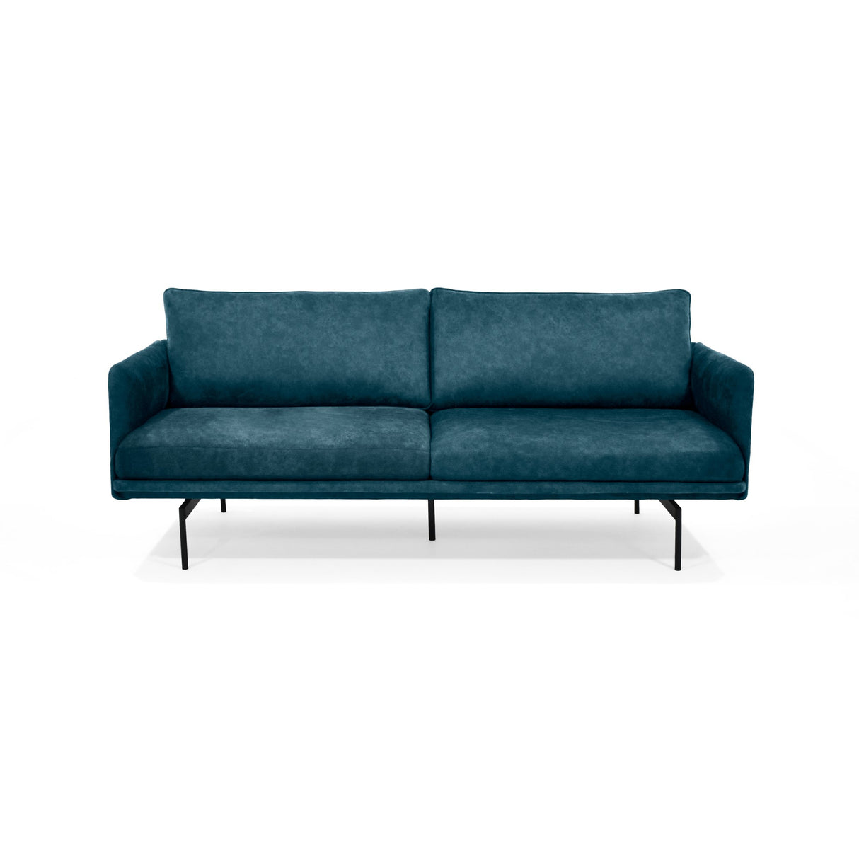 Sofá Mubi Azul Sky y Metálico Negro 197x82cm de Tres Puestos con Apoya Brazos