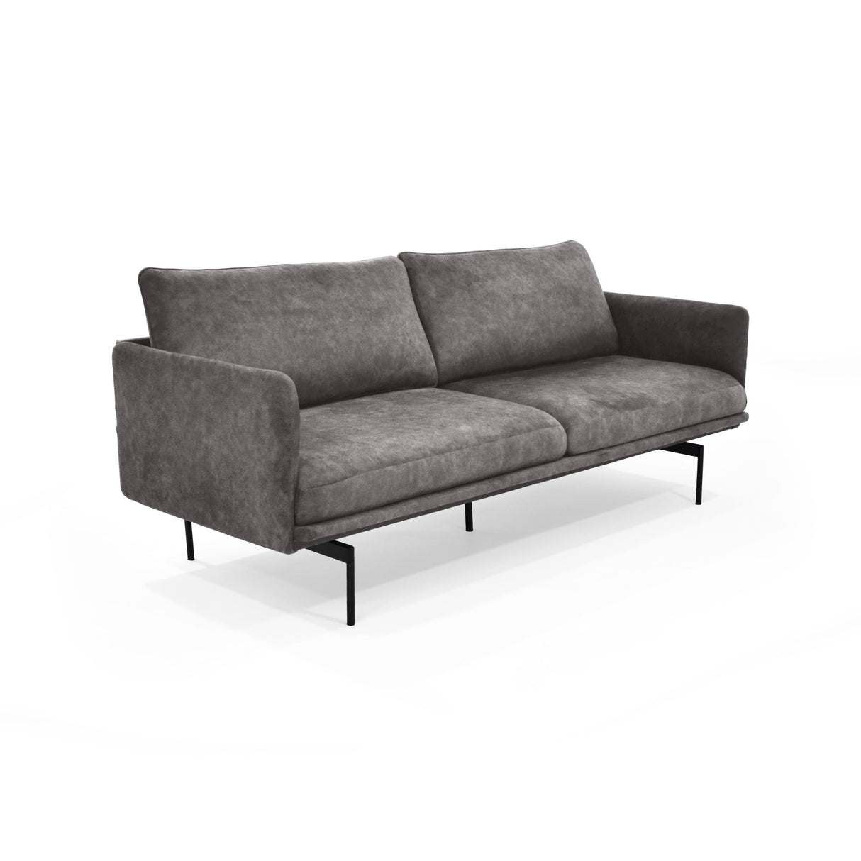Sofá Mubi Taupe Sky y Metálico Negro 197x82cm de Tres Puestos con Apoya Brazos