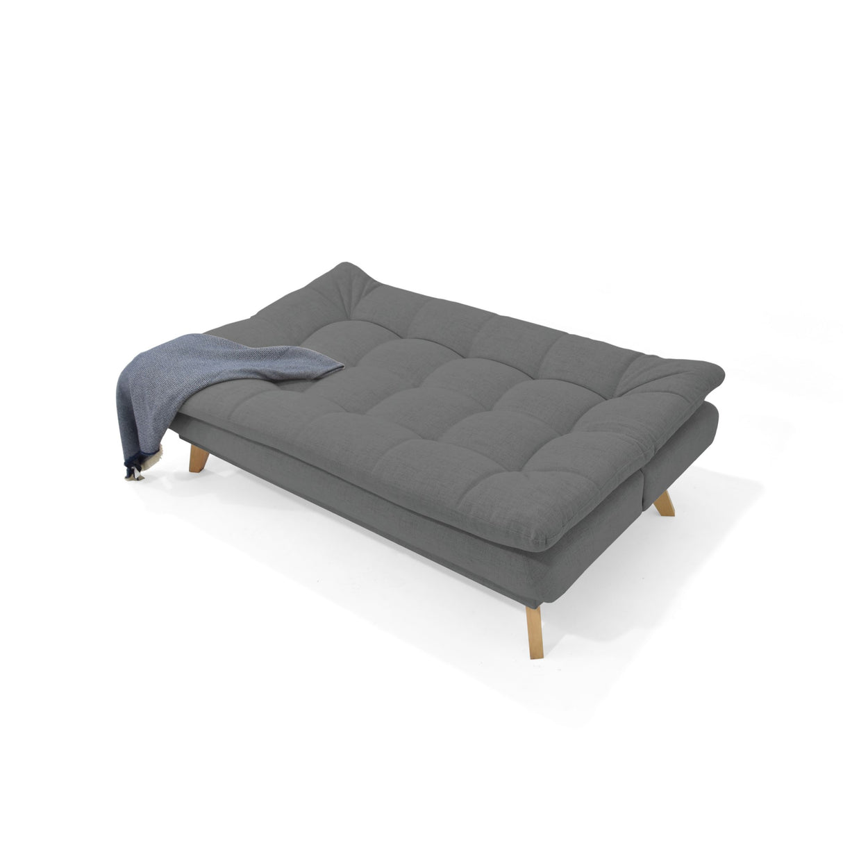 Sofá Cama Munich Gris Dicosta y Matiz Natural 180x85cm de Tres Puestos Reclinable sin Apoya Brazos