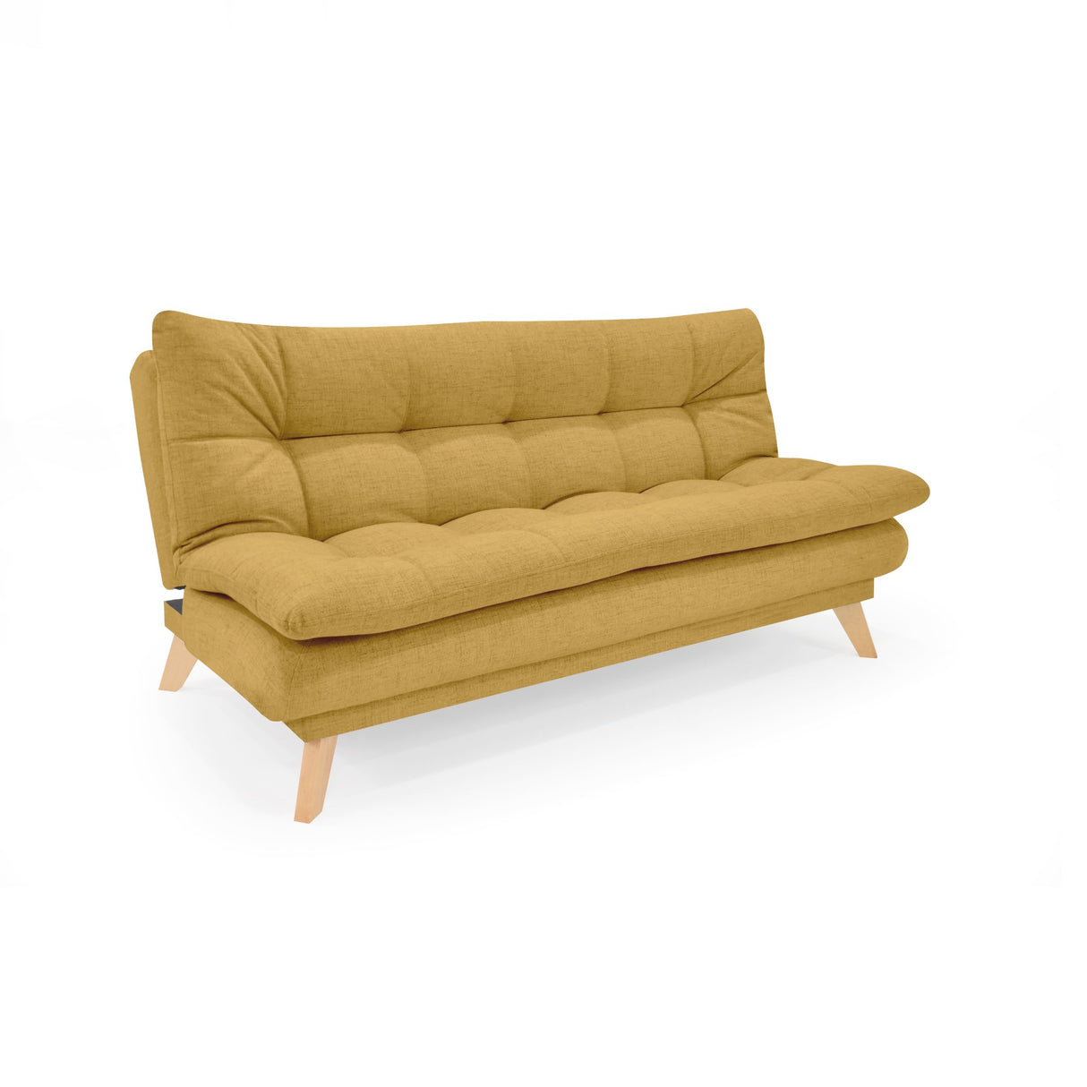 Sofá Cama Munich Mostaza Dicosta y Matiz Natural 180x85cm de Tres Puestos Reclinable sin Apoya Brazos