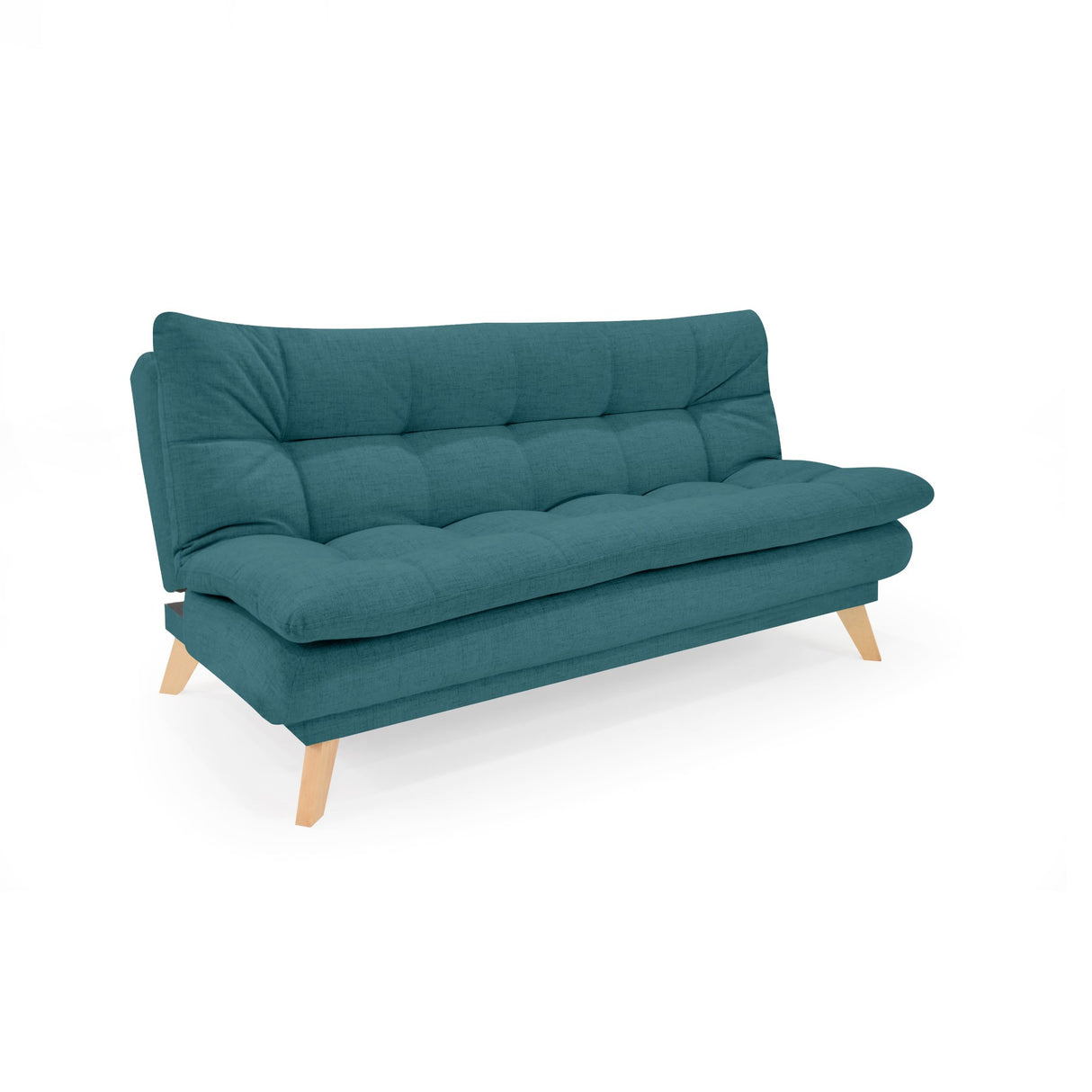 Sofá Cama Munich Petróleo Eureka y Matiz Natural 180x85cm de Tres Puestos Reclinable sin Apoya Brazos