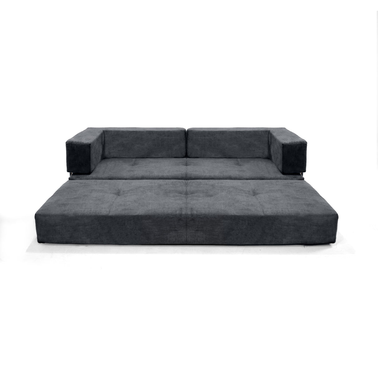 Sofá Cama Nablus Gris Sky y Metálico Negro 196x68cm de Tres Puestos sin Apoya Brazos