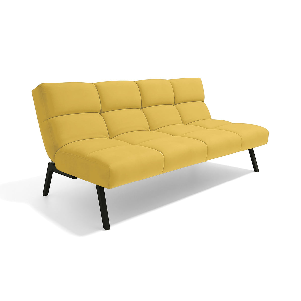Sofá Cama Nivala Mostaza Denver y Metálico Negro 187x83cm de Tres Puestos Reclinable sin Apoya Brazos