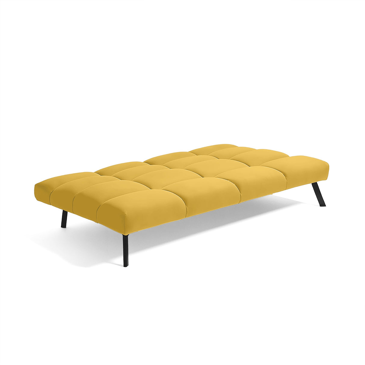 Sofá Cama Nivala Mostaza Denver y Metálico Negro 187x83cm de Tres Puestos Reclinable sin Apoya Brazos