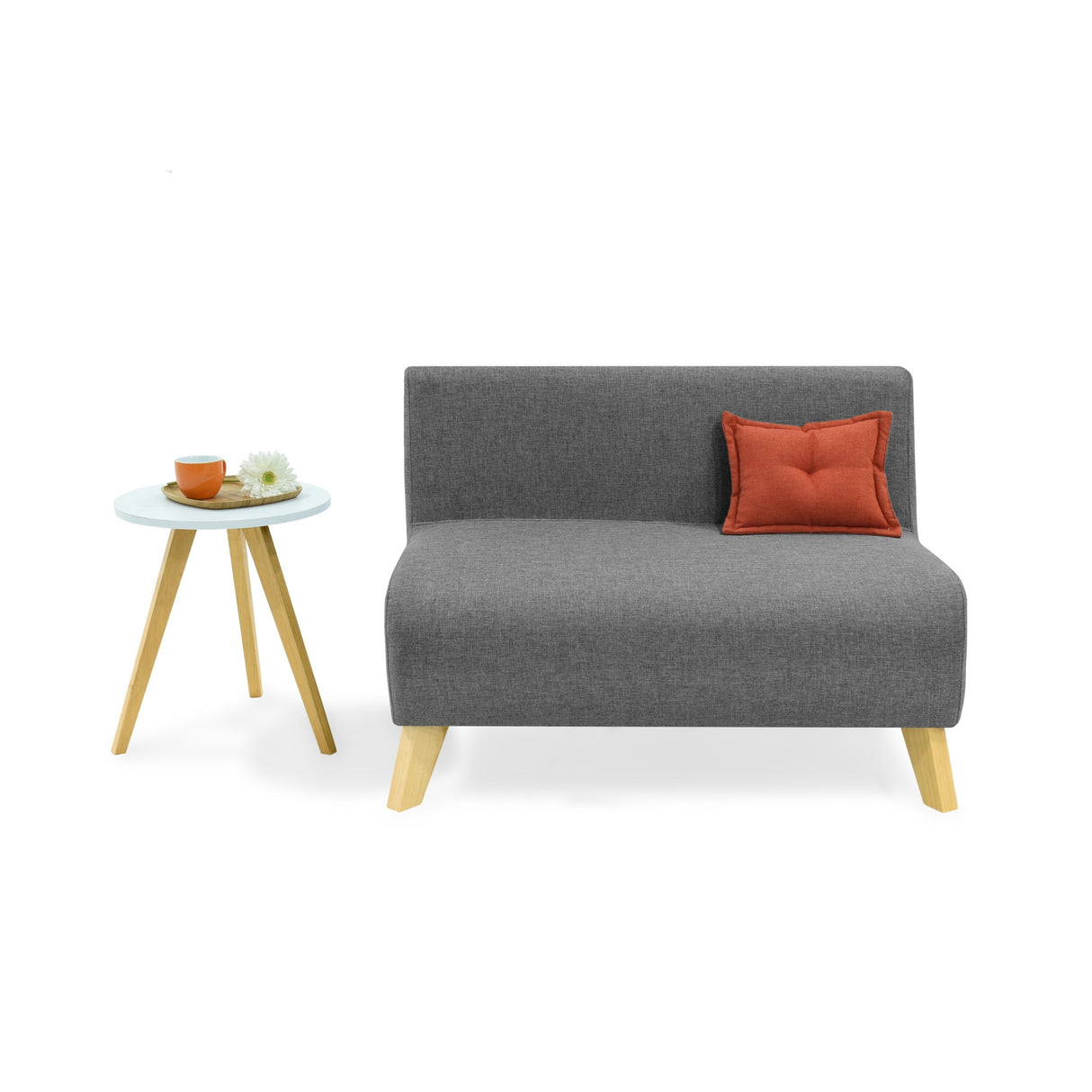 Sofá Nova Gris Duster y Matiz Natural 100x70cm de Dos Puestos sin Apoya Brazos