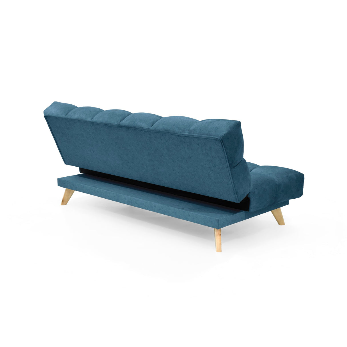 Sofá Cama Nubo Azul Sky y Matiz Natural 178x82cm de Tres Puestos Reclinable sin Apoya Brazos