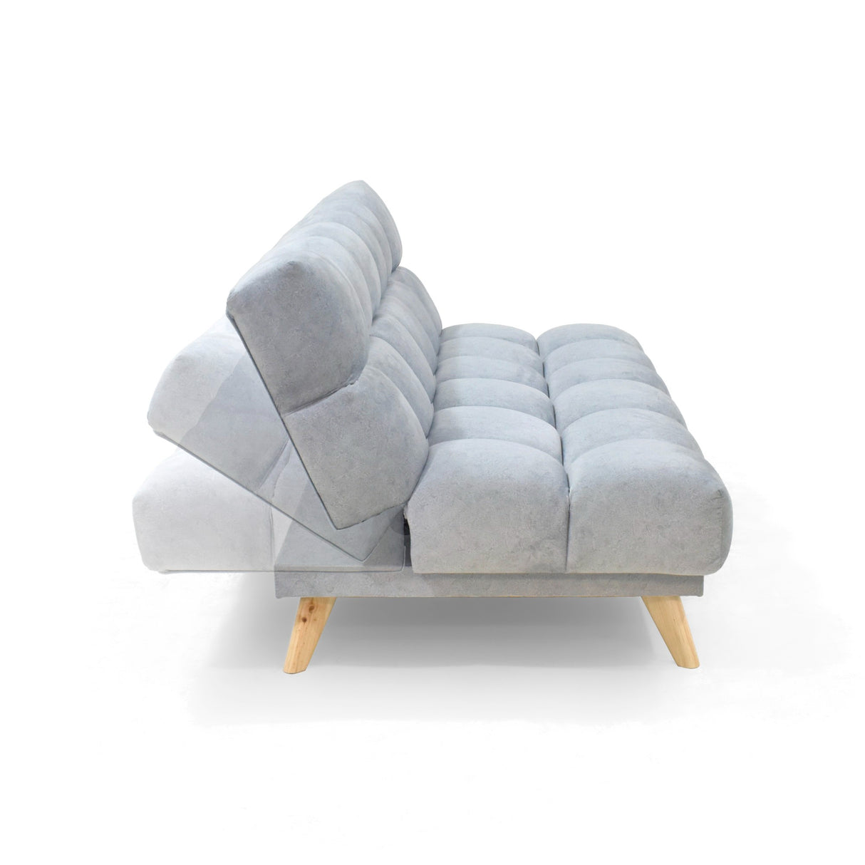 Sofá Cama Nubo Plata Sky y Matiz Natural 178x82cm de Tres Puestos Reclinable sin Apoya Brazos