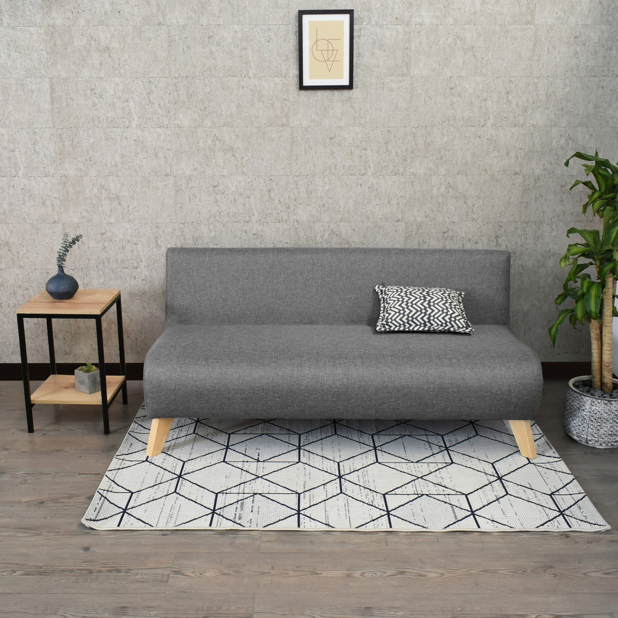 Sofá Oslo Gris Duster y Matiz Natural 150x70cm de Tres Puestos sin Apoya Brazos