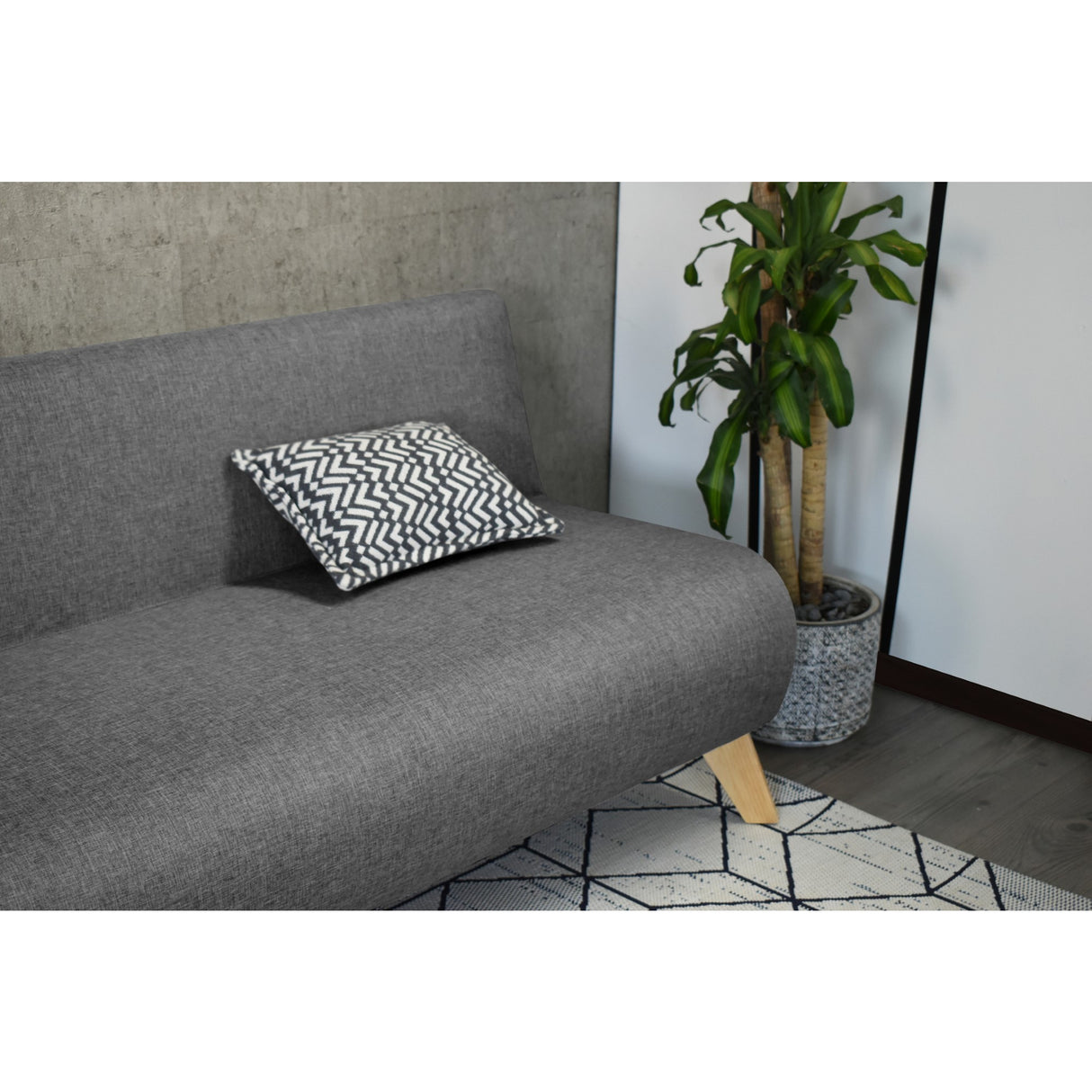 Sofá Oslo Gris Duster y Matiz Natural 150x70cm de Tres Puestos sin Apoya Brazos