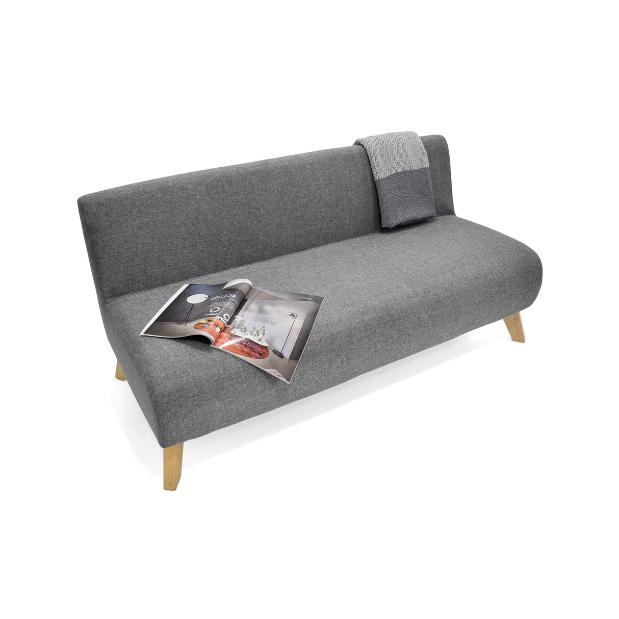 Sofá Oslo Gris Duster y Matiz Natural 150x70cm de Tres Puestos sin Apoya Brazos