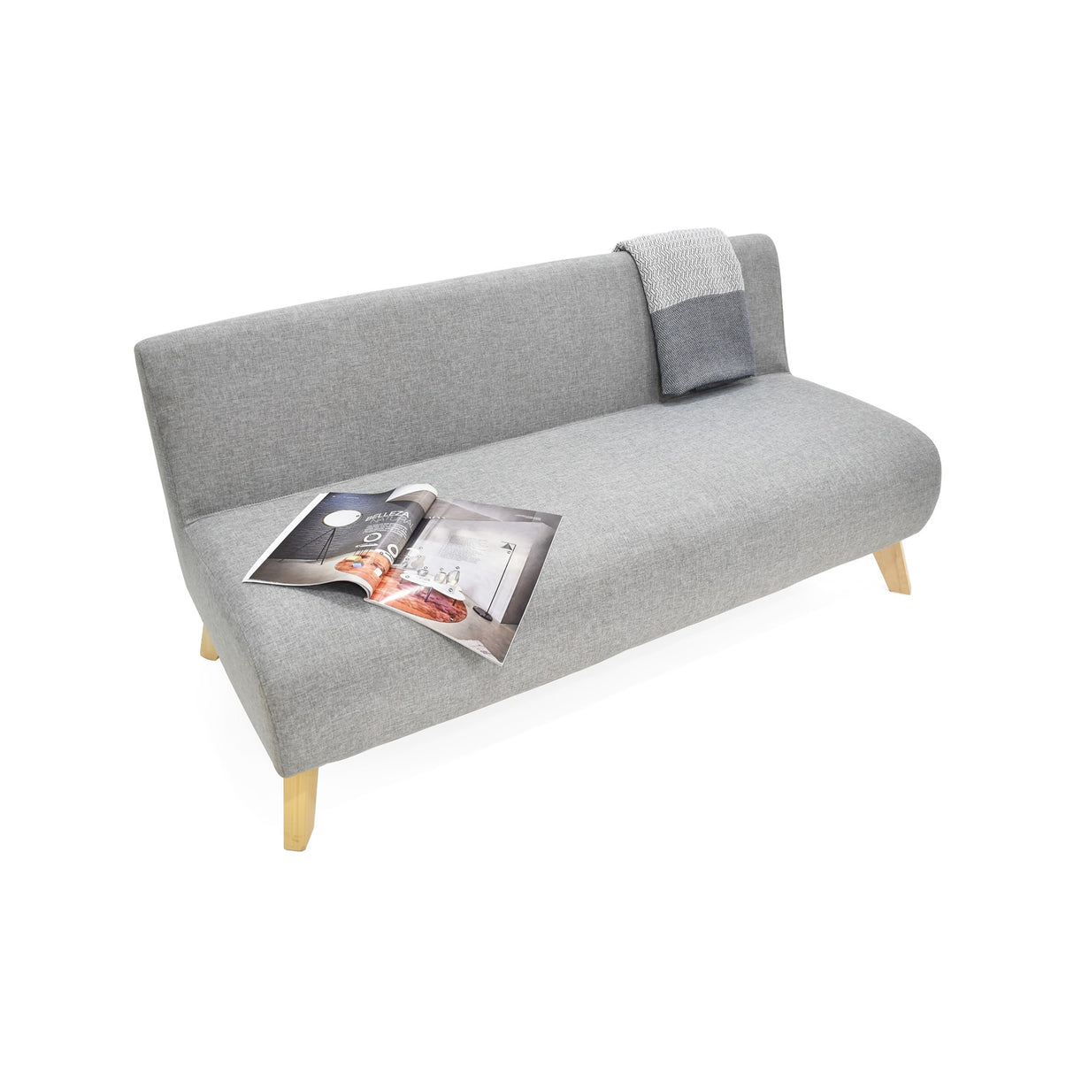 Sofá Oslo Plata Duster y Matiz Natural 150x70cm de Tres Puestos sin Apoya Brazos