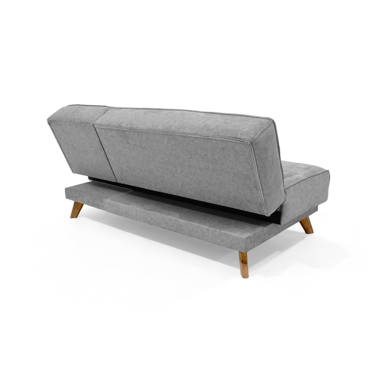 Sofá Cama Petra Gris Sky y Matiz Caoba 177x83cm de Tres Puestos Reclinable sin Apoya Brazos