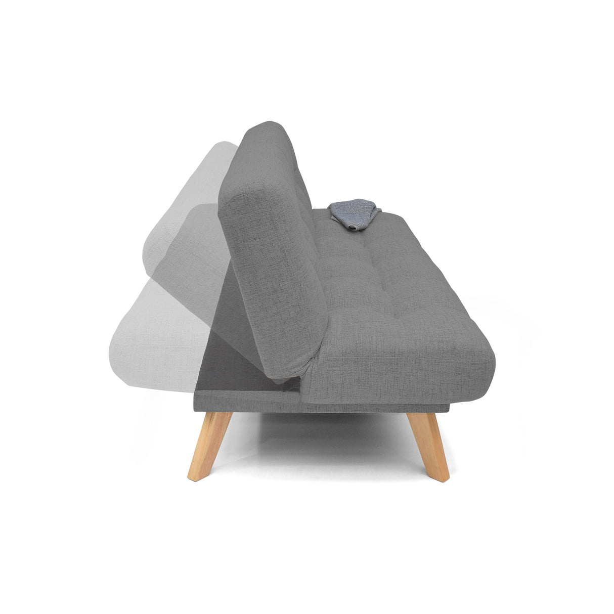 Sofá Cama Porto Gris Dicosta y Matiz Natural 182x85cm de Tres Puestos Reclinable sin Apoya Brazos