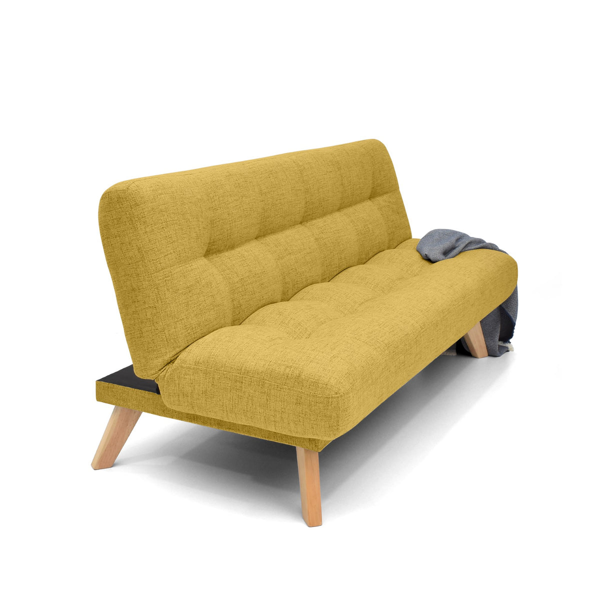 Sofá Cama Porto Mostaza Dicosta y Matiz Natural 182x85cm de Tres Puestos Reclinable sin Apoya Brazos