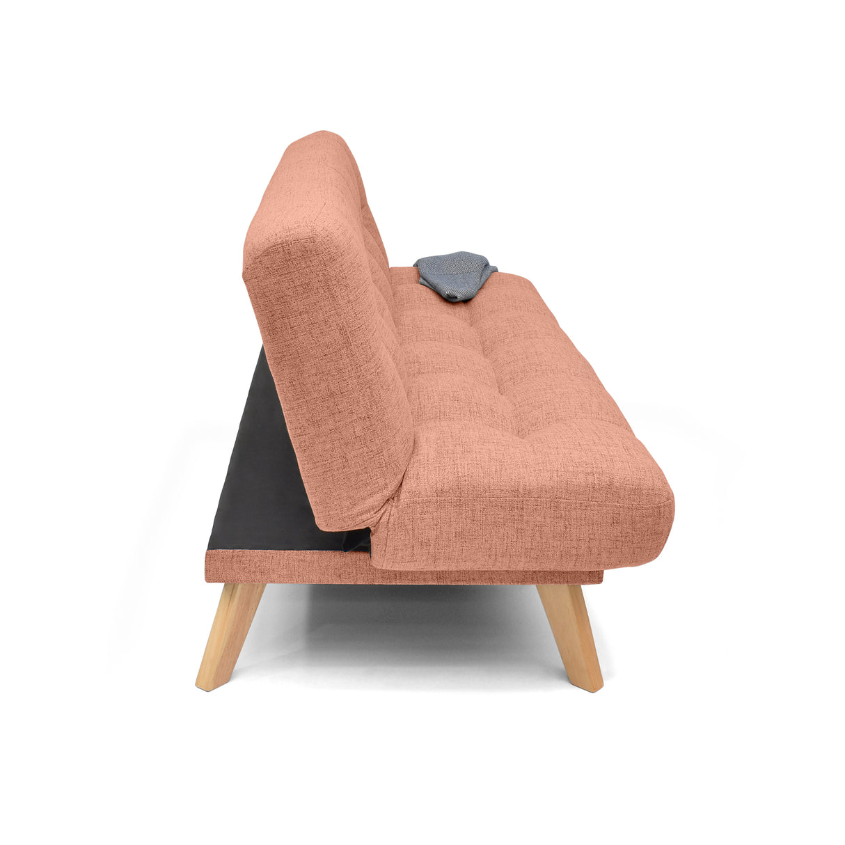 Sofá Cama Porto Salmón Dicosta y Matiz Natural 182x85cm de Tres Puestos Reclinable sin Apoya Brazos