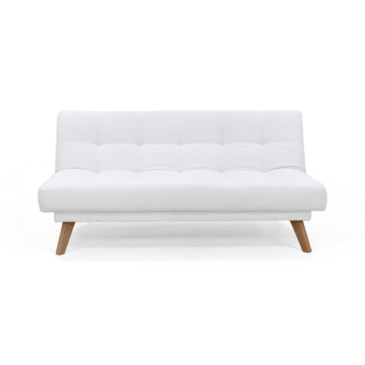 Sofá Cama Porto Blanco Shaggy y Matiz Natural 182x85cm de Tres Puestos Reclinable sin Apoya Brazos