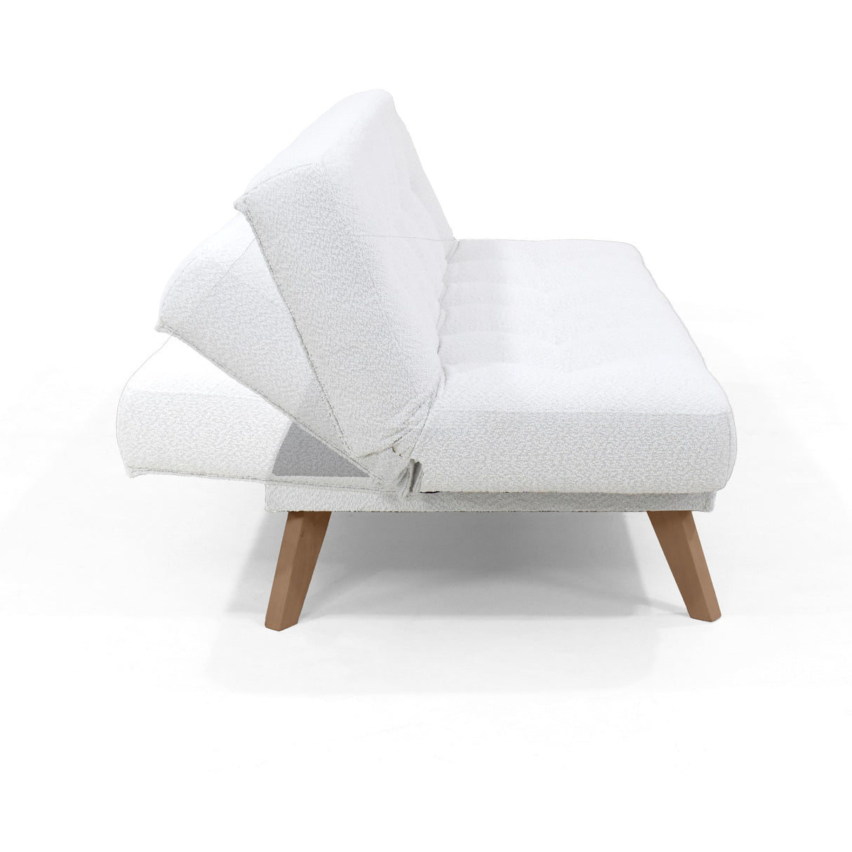 Sofá Cama Porto Blanco Shaggy y Matiz Natural 182x85cm de Tres Puestos Reclinable sin Apoya Brazos