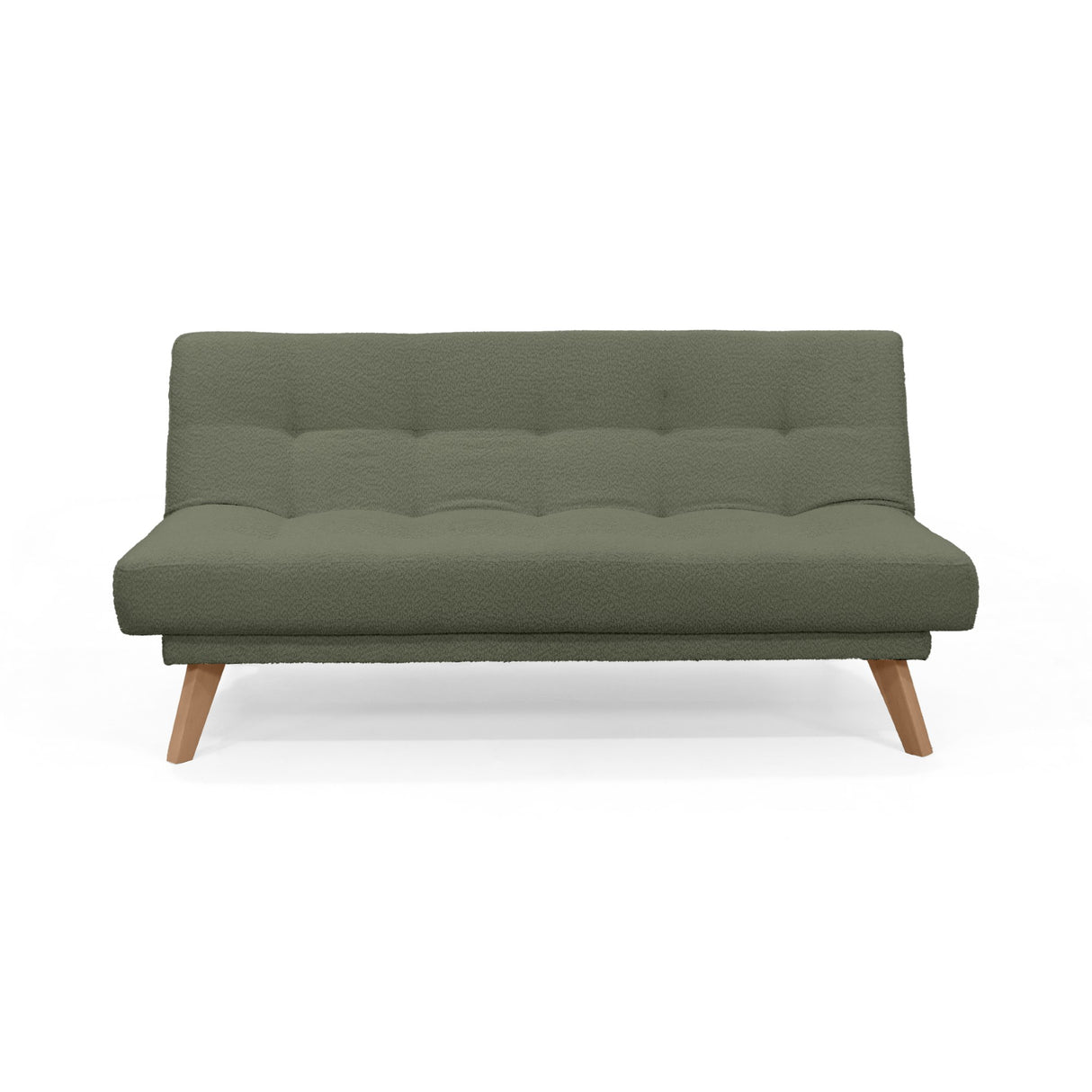 Sofá Cama Porto Verde Shaggy y Matiz Natural 182x85cm de Tres Puestos Reclinable sin Apoya Brazos