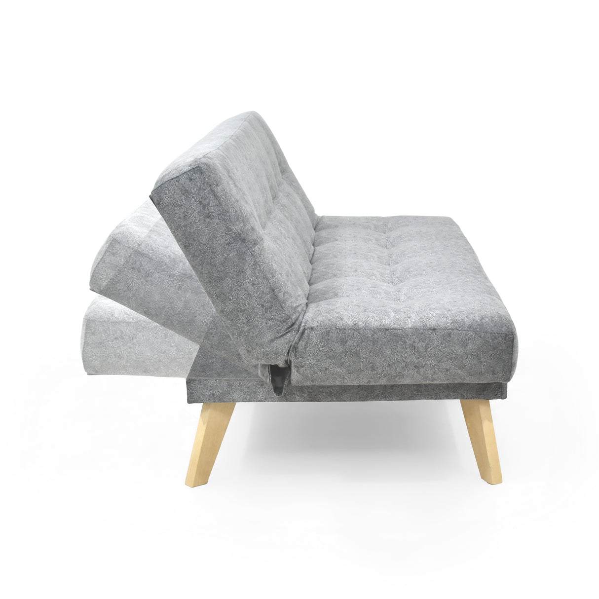 Sofá Cama Porto Gris Sky y Matiz Natural 182x85cm de Tres Puestos Reclinable sin Apoya Brazos
