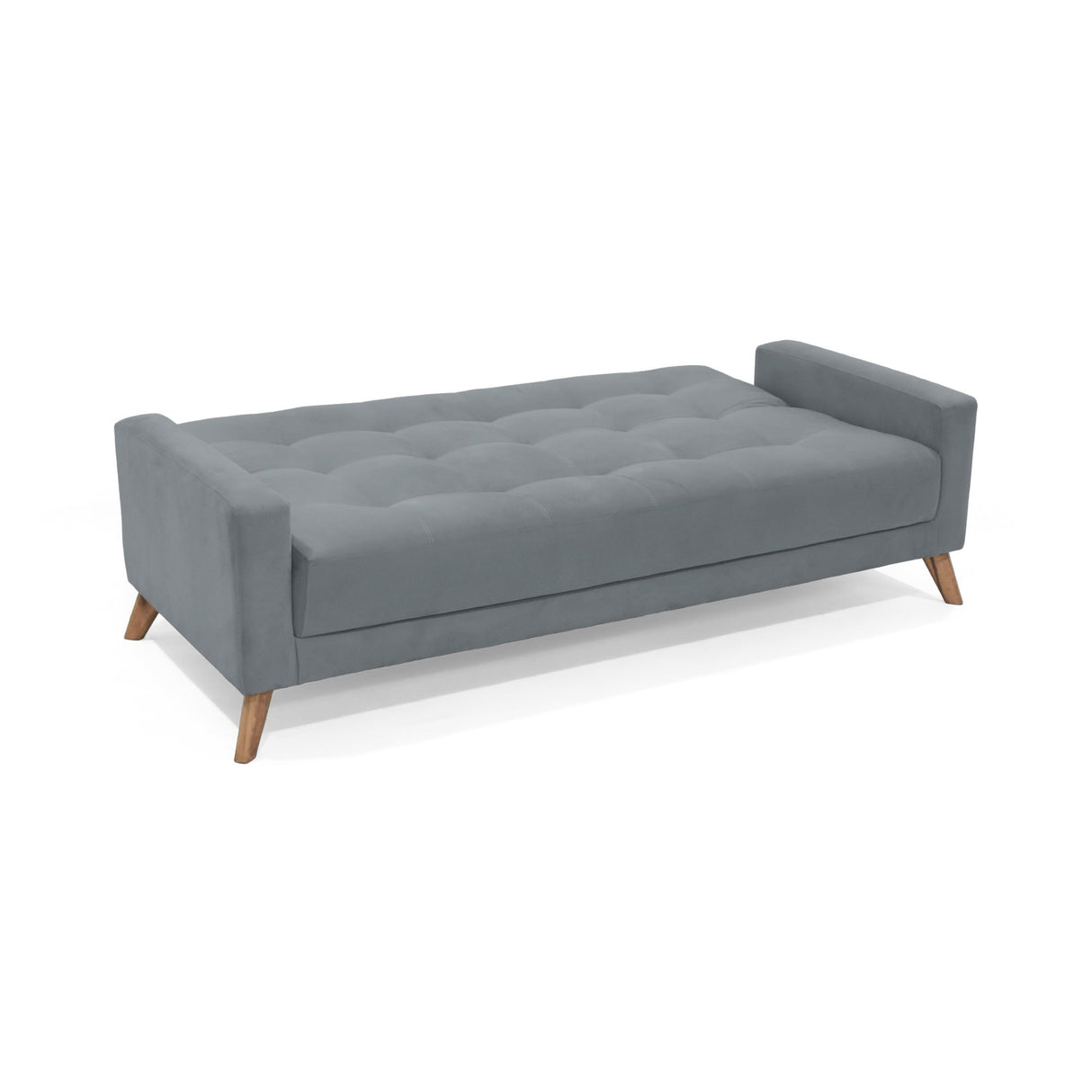 Sofá Cama Sahara Gris Denver y Matiz Caoba 206x82cm de Tres Puestos Reclinable con Apoya Brazos