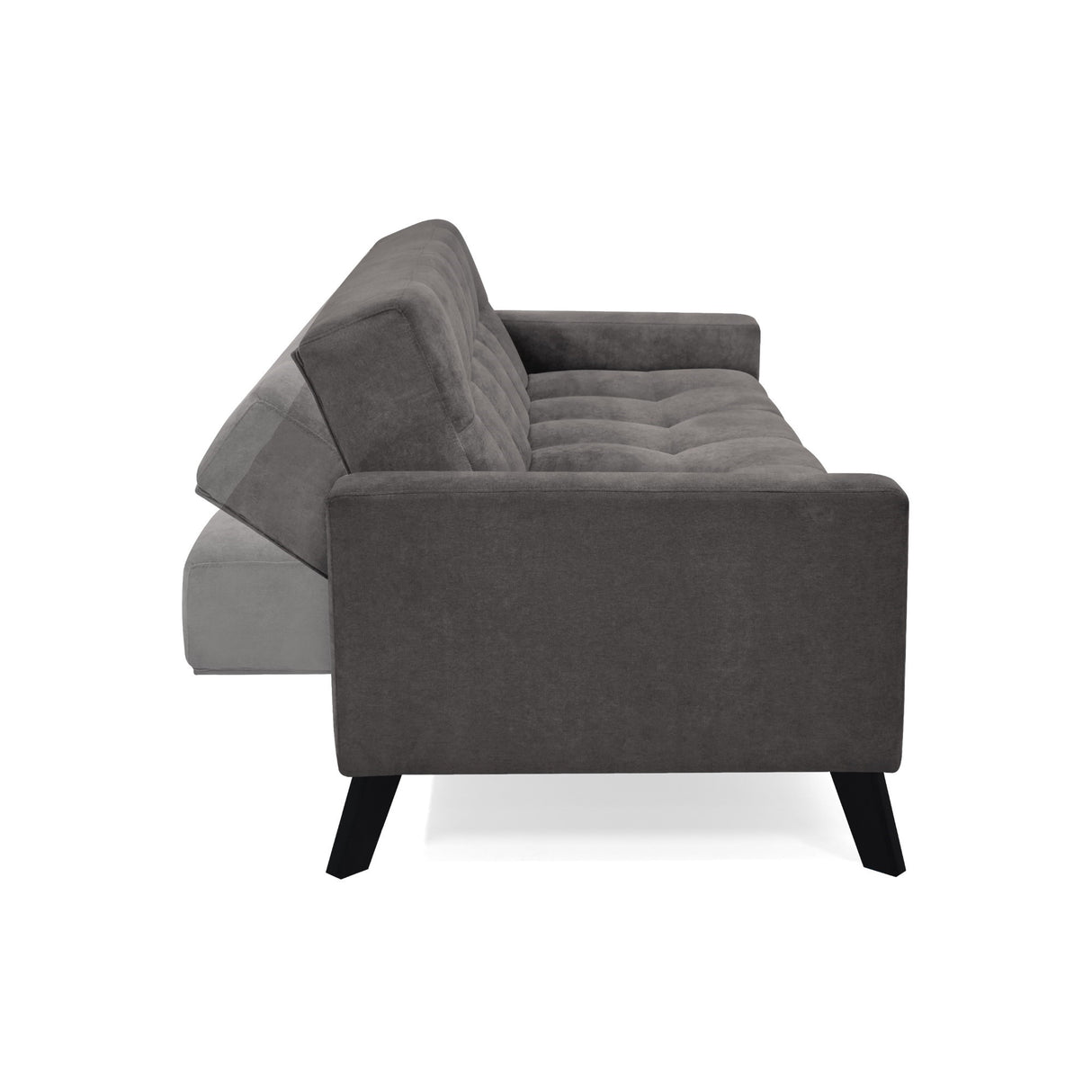 Sofá Cama Sahara Gris Dorsey y Matiz Negro 206x82cm de Tres Puestos Reclinable con Apoya Brazos