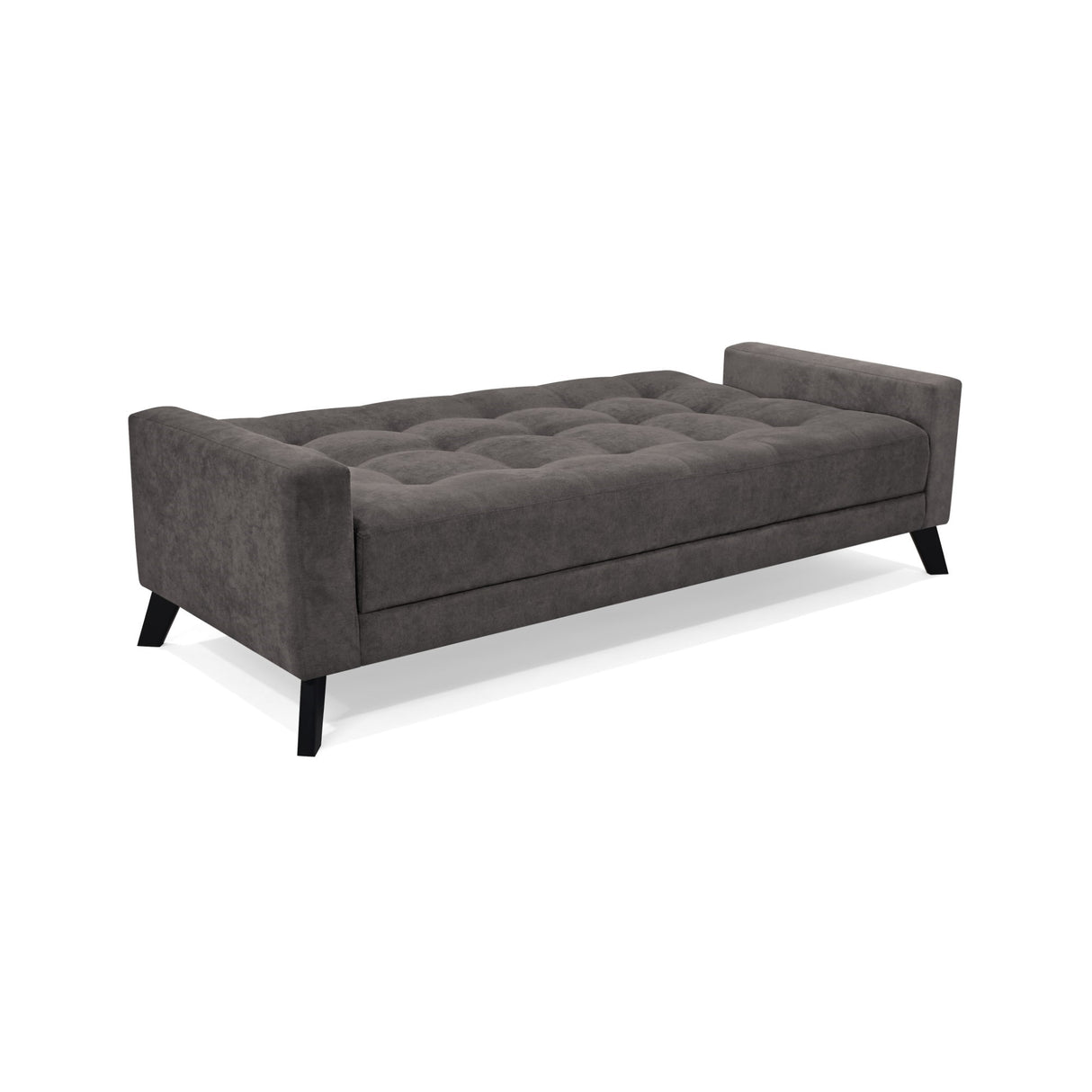 Sofá Cama Sahara Gris Dorsey y Matiz Negro 206x82cm de Tres Puestos Reclinable con Apoya Brazos