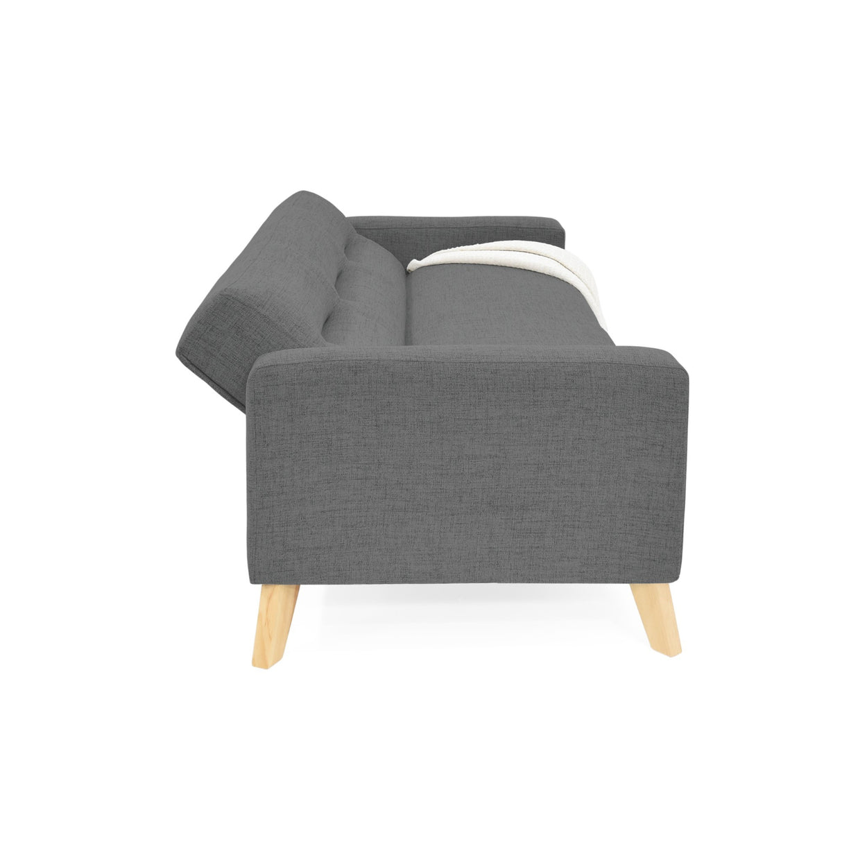 Sofá Cama Sion Gris Dicosta y Matiz Natural 206x82cm de Tres Puestos Reclinable con Apoya Brazos
