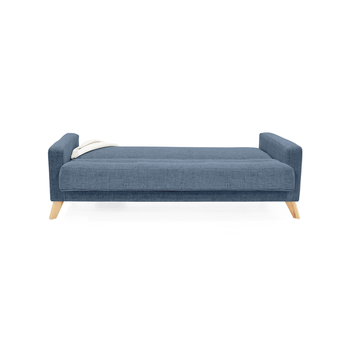 Sofá Cama Sion Índigo Dicosta y Matiz Natural 206x82cm de Tres Puestos Reclinable con Apoya Brazos