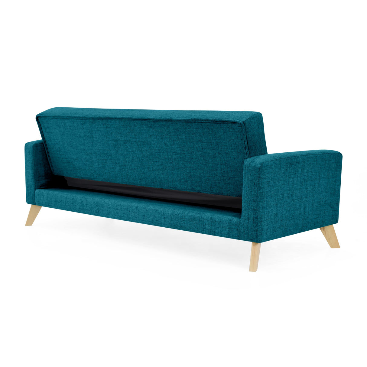 Sofá Cama Sion Petróleo Eureka y Matiz Natural 206x82cm de Tres Puestos Reclinable con Apoya Brazos