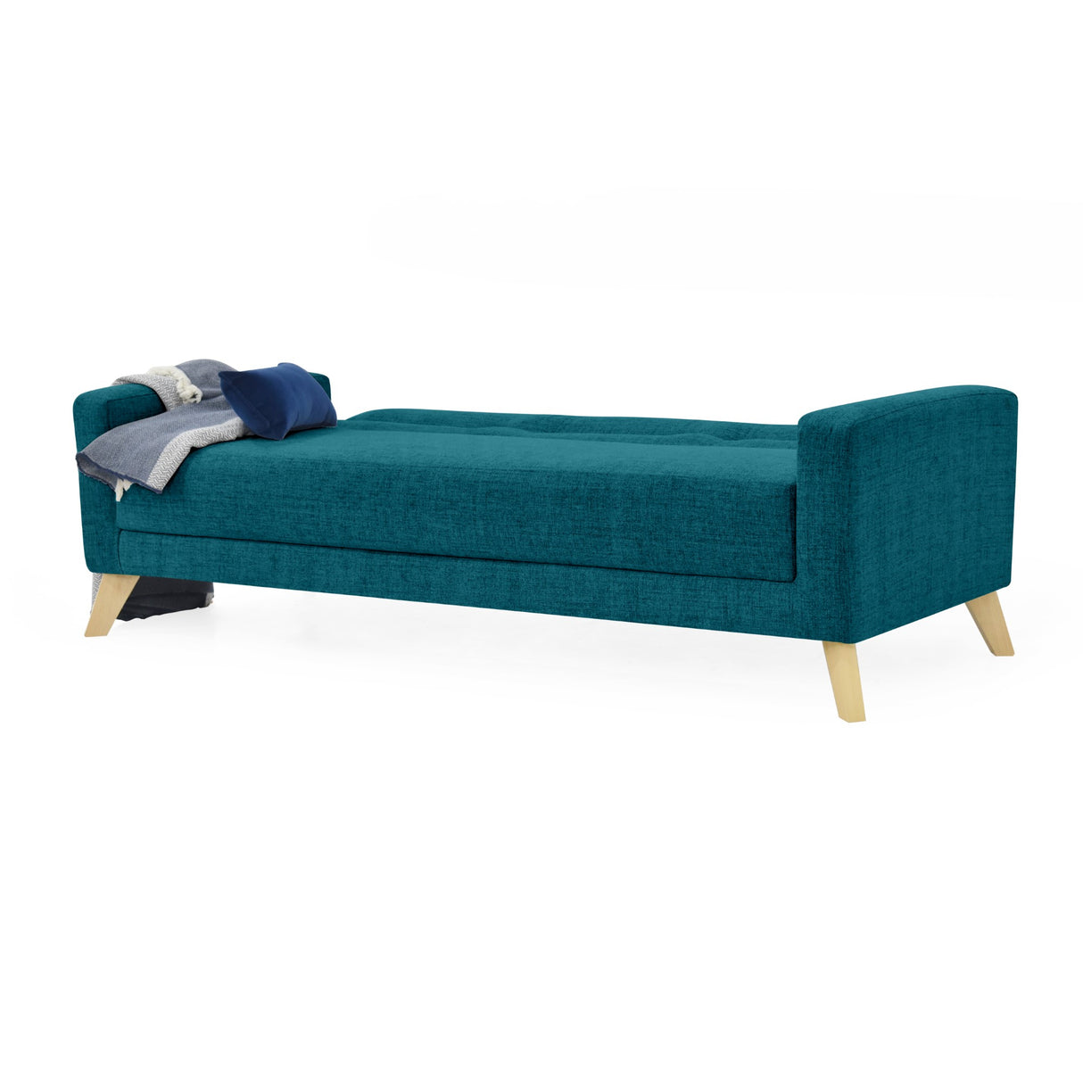 Sofá Cama Sion Petróleo Eureka y Matiz Natural 206x82cm de Tres Puestos Reclinable con Apoya Brazos