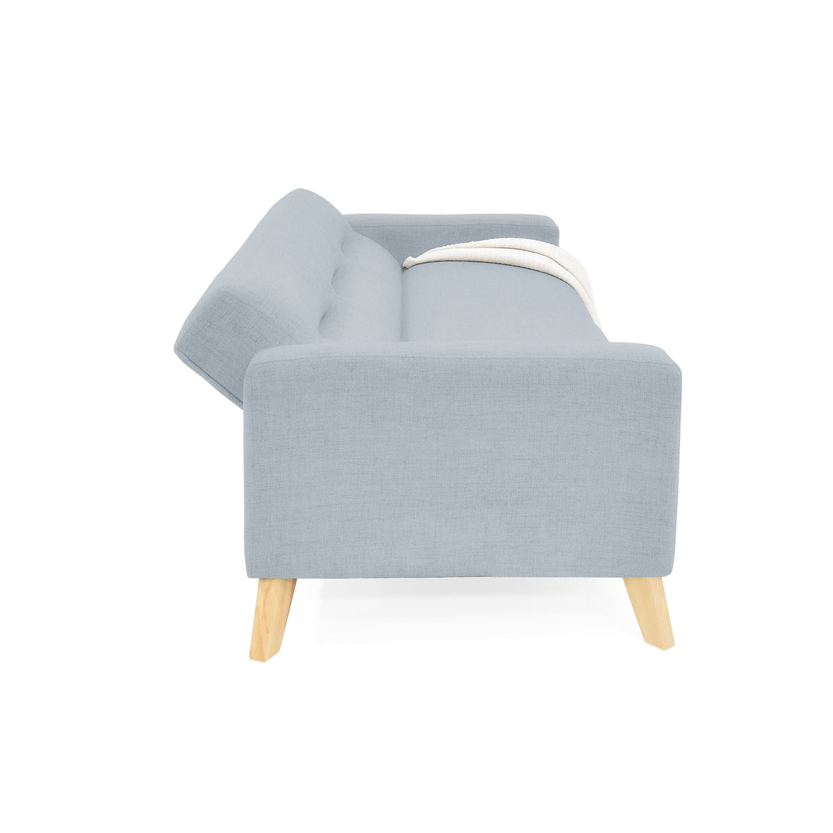 Sofá Cama Sion Plata Eureka y Matiz Natural 206x82cm de Tres Puestos Reclinable con Apoya Brazos