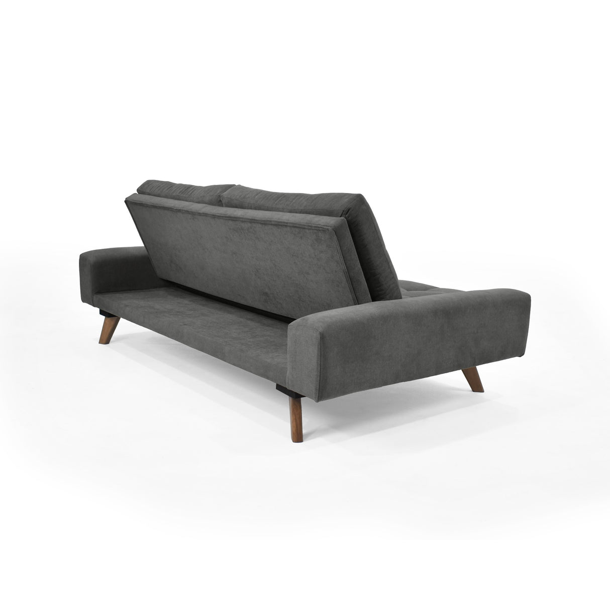 Sofá Cama Suiza Gris Dorsey y Matiz Caoba 200x81cm de Tres Puestos Reclinable con Apoya Brazos