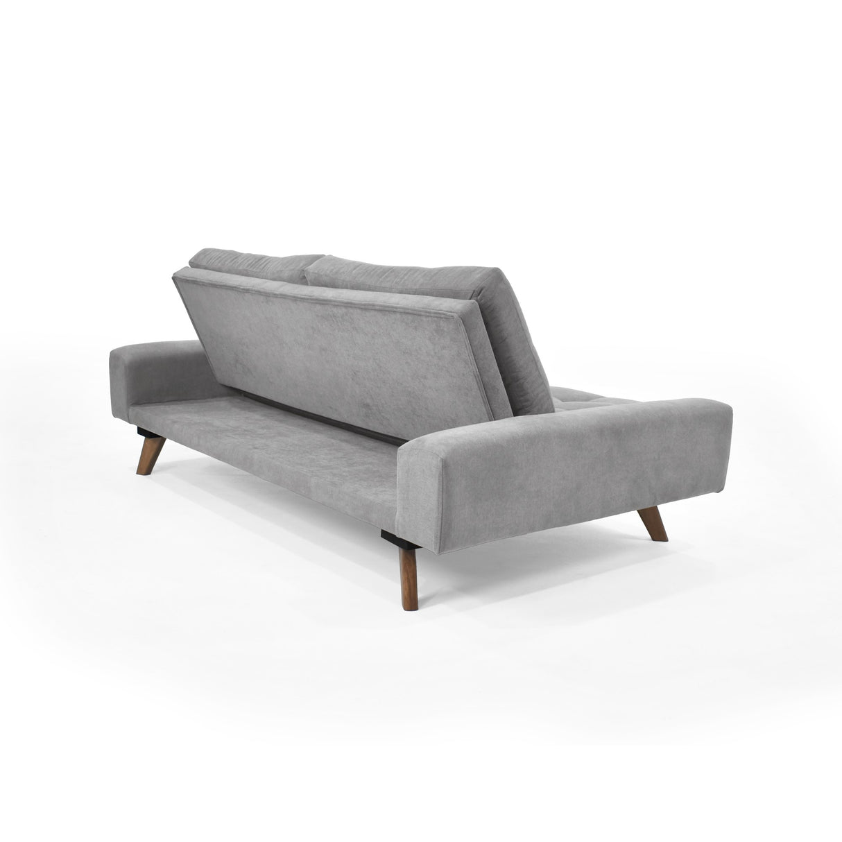 Sofá Cama Suiza Plata Dorsey y Matiz Caoba 200x81cm de Tres Puestos Reclinable con Apoya Brazos