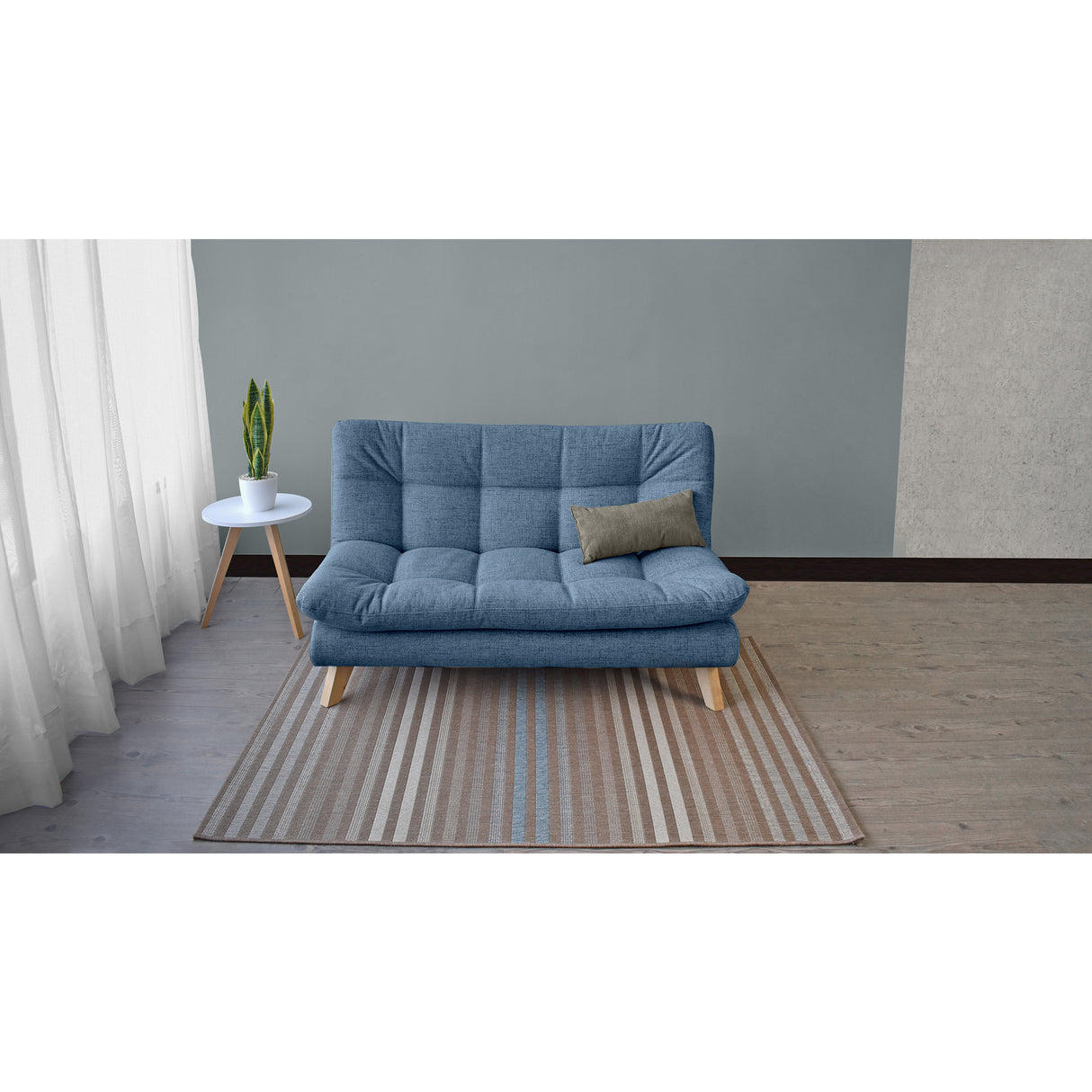 Sofá Toulouse Índigo Dicosta y Matiz Natural 140x80cm de Dos Puestos sin Apoya Brazos