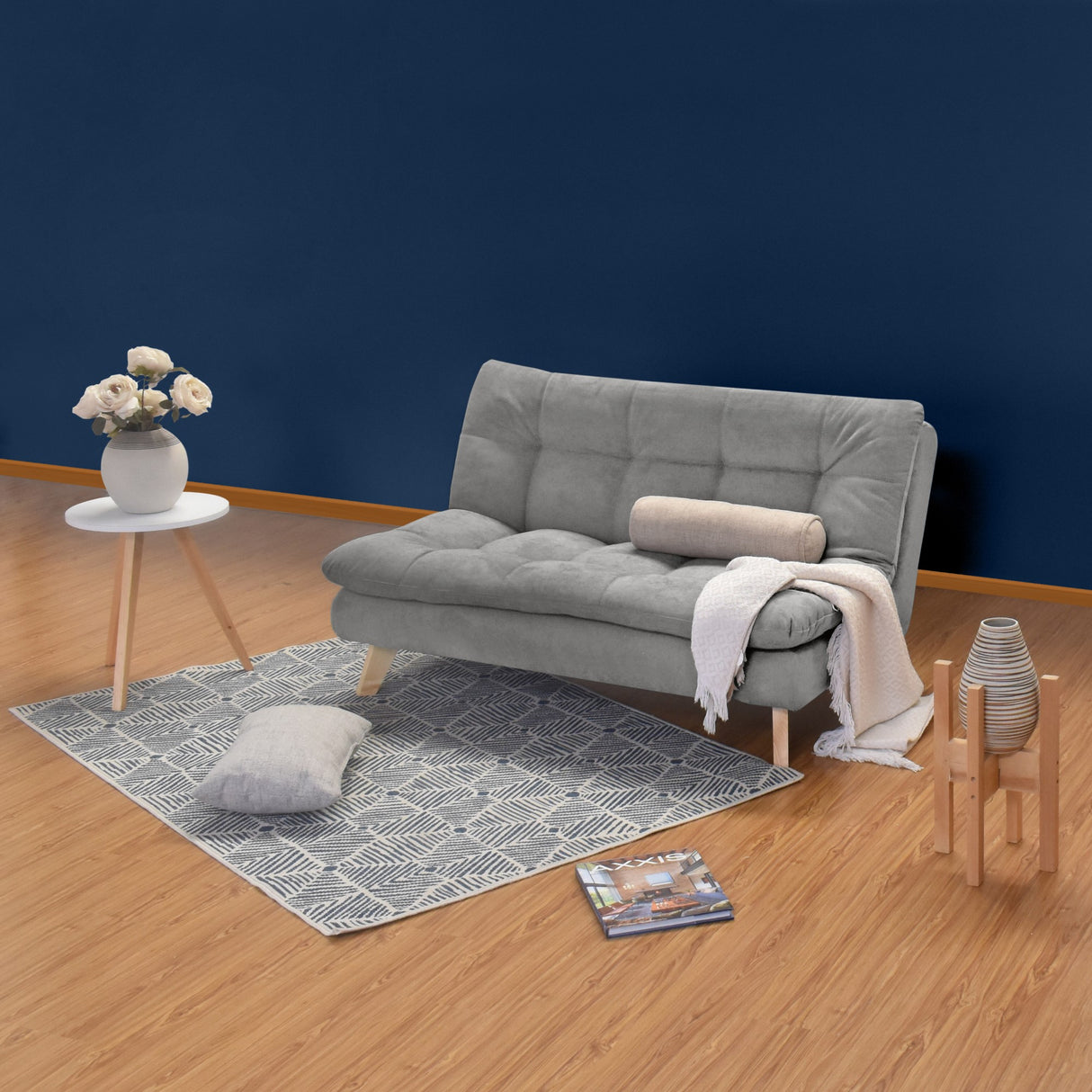 Sofá Toulouse Plata Dorsey y Matiz Natural 140x80cm de Dos Puestos sin Apoya Brazos