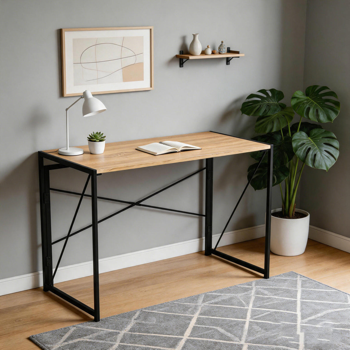Escritorio Plegable Nilo Beige y Negro 100x75cm Moderno