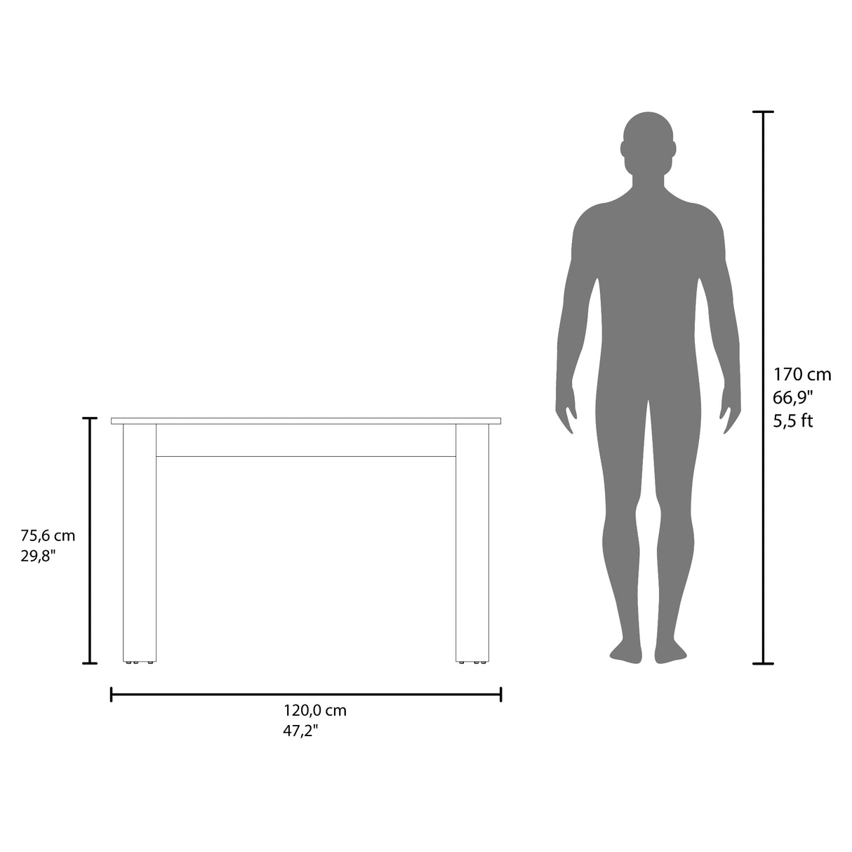 Mesa de Comedor Portofino Avellana 120x75.6cm Rectangular de Cuatro Puestos sin Sillas