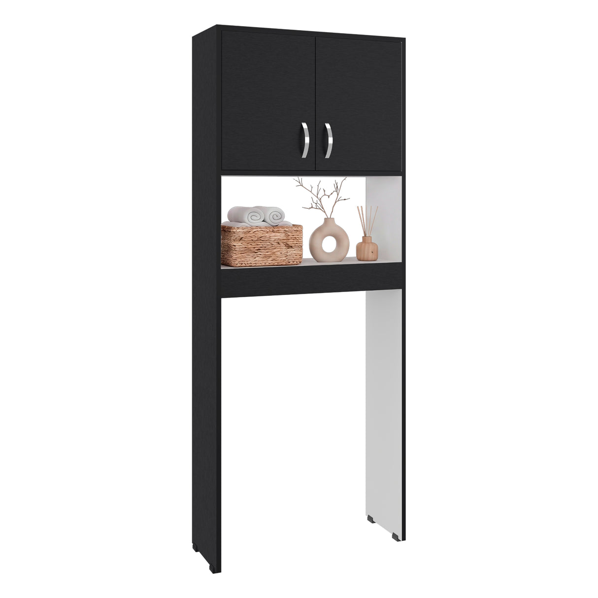 Optimizador de Baño Bath Wengue y Blanco 63.1x160cm con Dos Entrepaños