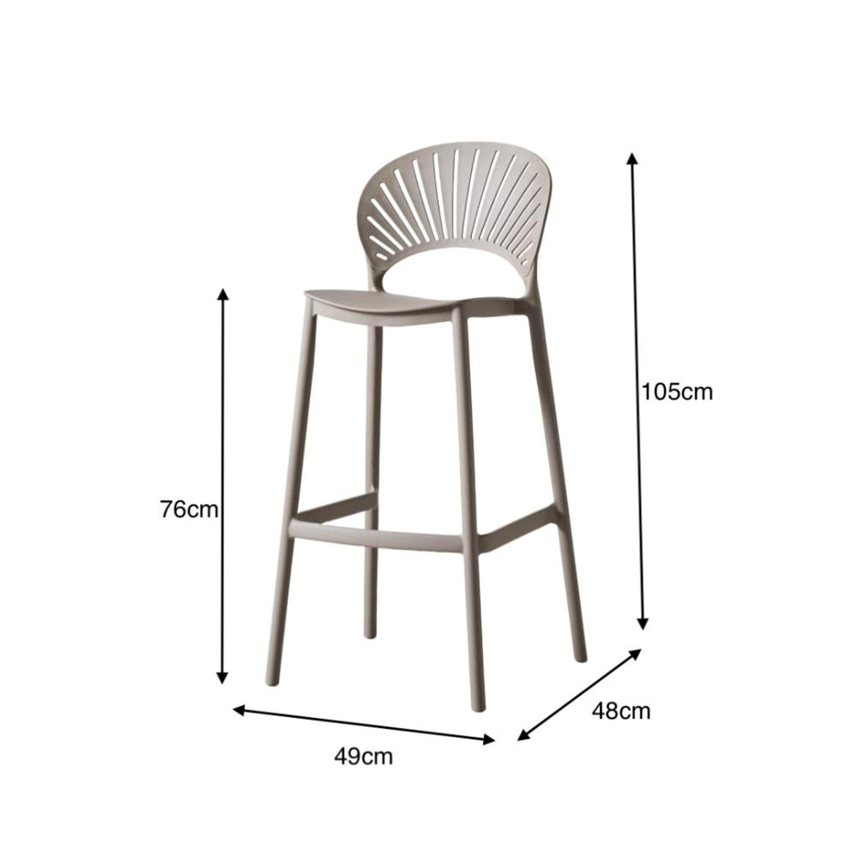 Silla Bar para Exteriores Paraiso Taupe 49x105cm sin Apoya Brazos y con Espaldar