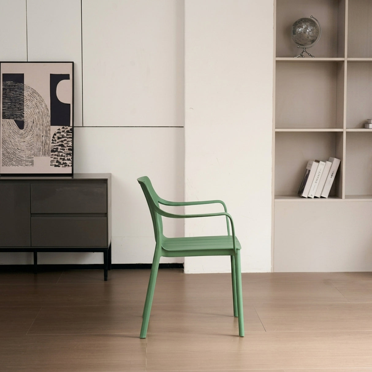 Silla para Exteriores Alice Verde Olivo 57x80cm con Apoya Brazos y con Espaldar