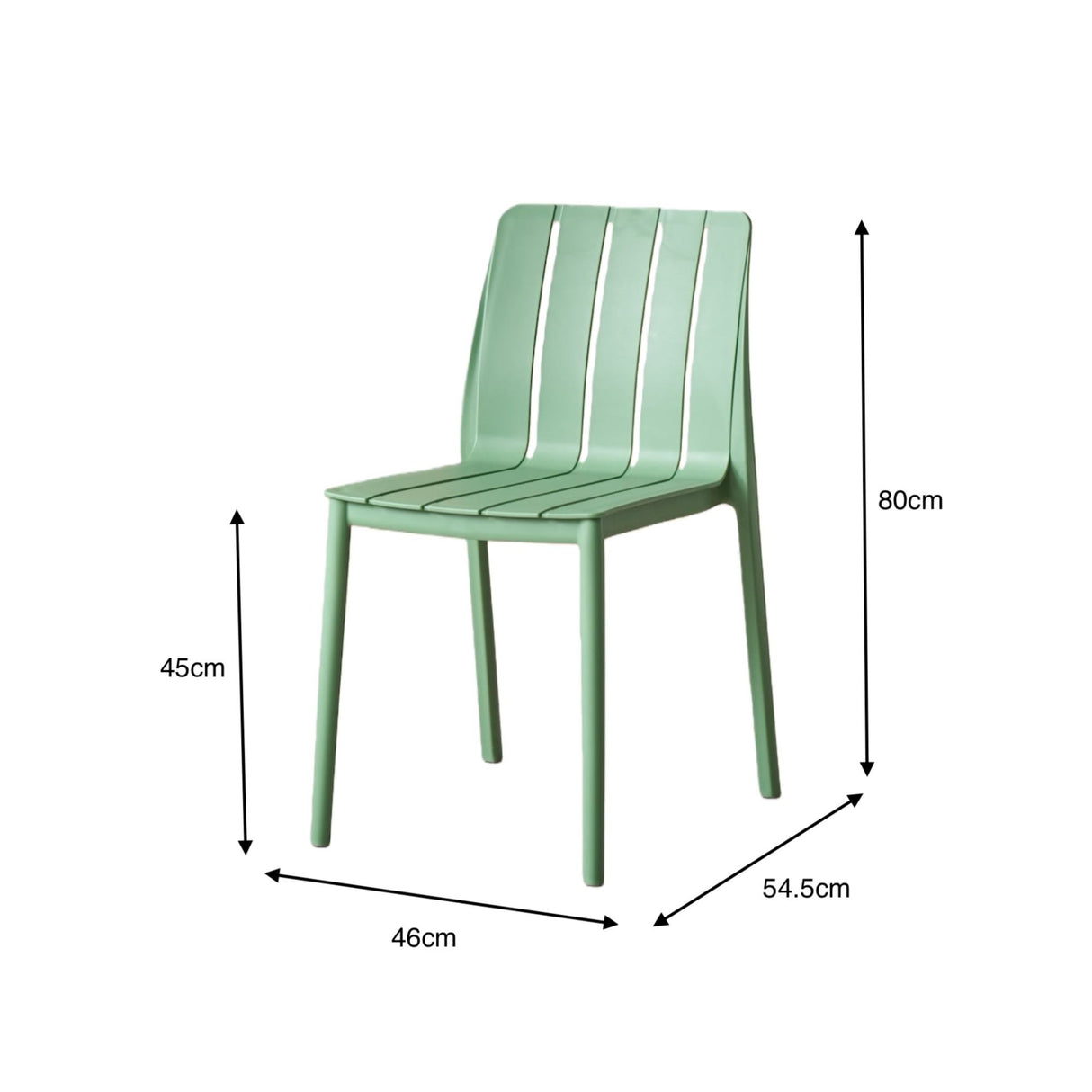 Silla para Exteriores Alice Verde 46x80cm sin Apoya Brazos y con Espaldar