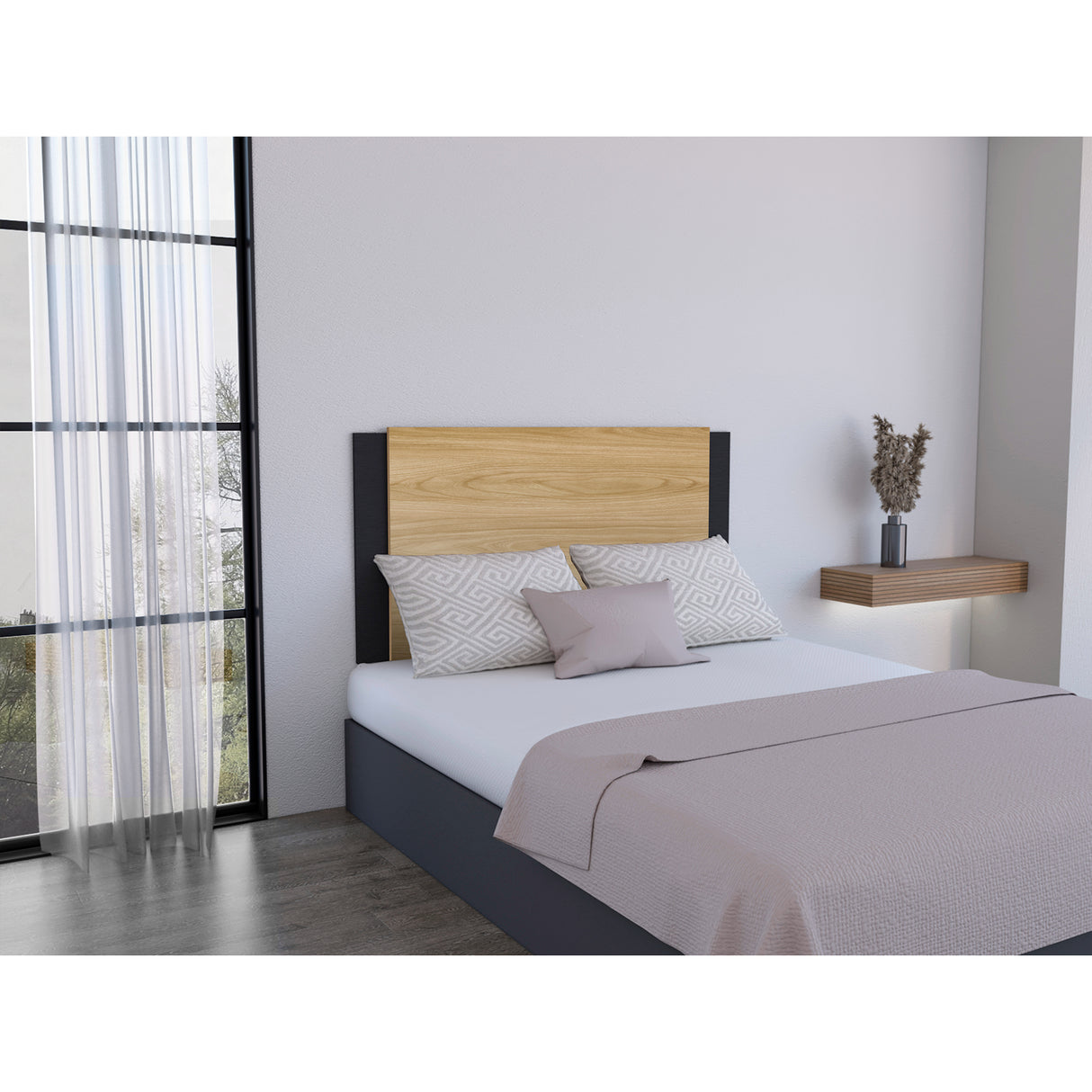 Cabecero Ajustable Neuss Fresno y Wengue 200x72.3cm para Cama Queen