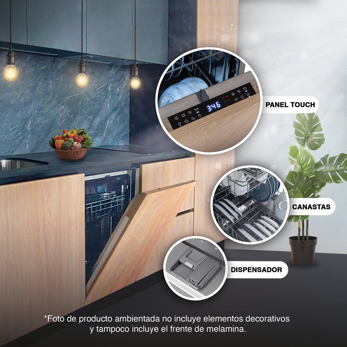 Lavavajillas Challenger Acero 44.8x81.5cm 110 Voltios con Seis Funciones Preconfiguradas